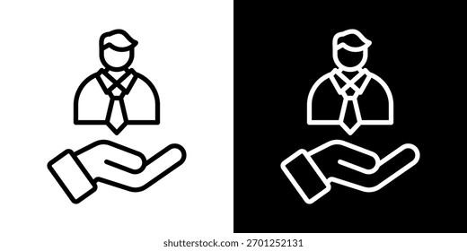 Icono responsable de la línea de Ilustración vectorial de estilo blanco y negro
