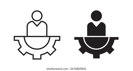 Responsible icon on white background. icon set in black outline and fill