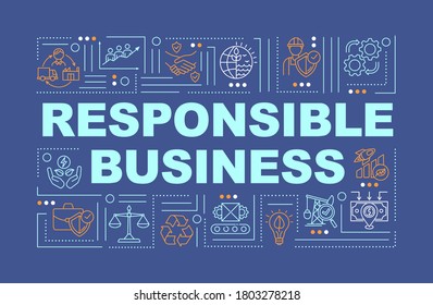 Responsible Production Word Concepts Banner. Sustainable Development. Zero Waste. Infographics With Linear Icons On Blue Background. Isolated Typography. Vector Outline RGB Color Illustration