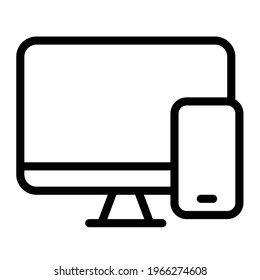 responsive adaptive mobile desktop single isolated icon with outline style