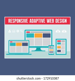 Responsive Adaptive Web Design - Digital Devices in Flat Style.