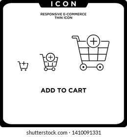 responsive add to cart icon black thin line ecommerce. Vector online shopping icon. modern logo template and graphic linear art design isolated on white background