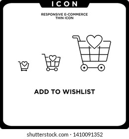 responsive add to wish list cart icon black thin line ecommerce. Vector online shopping icon. modern logo template and graphic linear art design isolated on white background