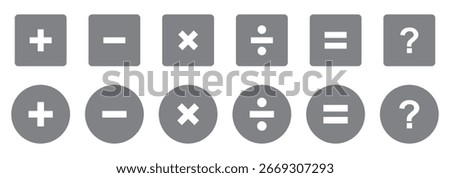 Responsive Arithmetic Icon Suite: Outline, Filled and Pastel Themes. plus and minus icon vector. Sleek Calculator Button Icons. Dynamic Plus Minus Icon Set 