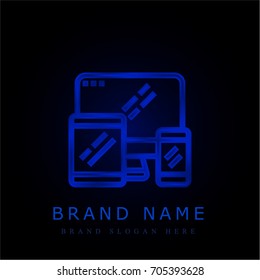 Responsive blue chromium metallic logo