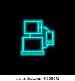 Responsive blue glowing neon ui ux icon. Glowing sign logo vector