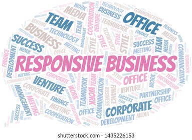 Responsive Business word cloud. Collage made with text only.