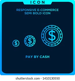 responsive coin or pay by cash icon black thin line ecommerce. Vector online shopping icon. modern logo template and graphic linear art design isolated on black background