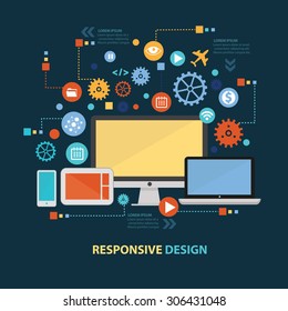 Responsive concept design on dark background,clean vector