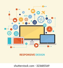 Responsive concept design on old background,clean vector