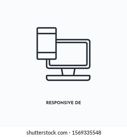 responsive de outline icon. Simple linear element illustration. Isolated line responsive de icon on white background. Thin stroke sign can be used for web, mobile and UI.