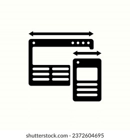 diseño sensible icono negro, icono aislado en fondo claro, perfecto para sitio web, blog, logotipo, diseño gráfico, medios sociales, interfaz de usuario, aplicación móvil