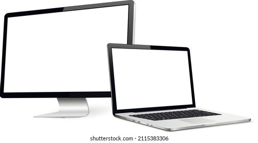 Responsive design computer display with laptop mock up