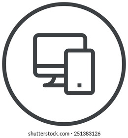 Responsive Design, Computer display and smartphone, modern vector icon