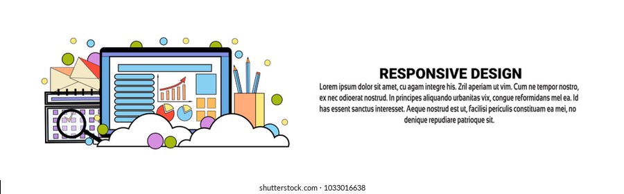 Responsive Design Concept Horizontal Banner With Copy Space Flat Vector Illustration