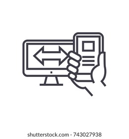 responsive design concept vector thin line icon, symbol, sign, illustration on isolated background