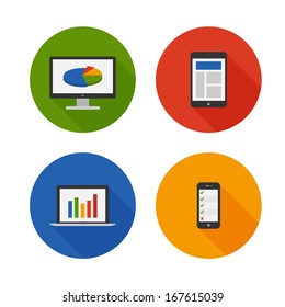 Responsive Design. Flat Icons Set. Vector