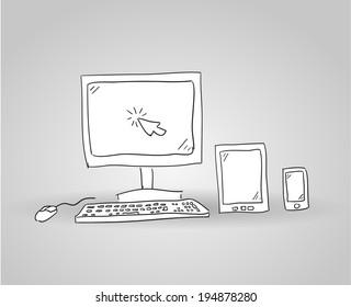 Responsive design hand drawn background. Vector eps10.