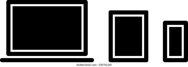 Responsive design icon - Computer Laptop Tablet Phone - Black filled glyph
