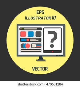 Responsive Design Icon Flat and development concepts. Elements for mobile and web applications. 