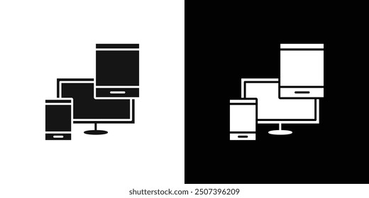 Responsive Design icon Flat vector set outline