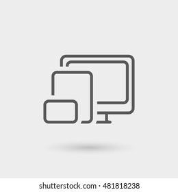 Responsive Design Icon Isolated. Gray Color With Shadow