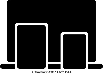 Responsive design icon - Laptop Tablet Phone - Black filled glyph