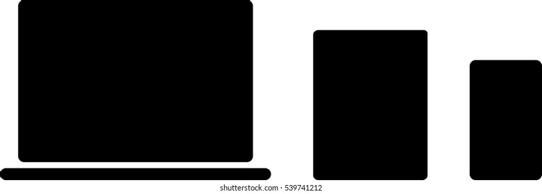 Responsive design icon - Laptop Tablet Phone - Black filled glyph