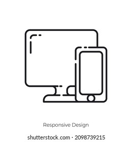 Responsive Design icon. Outline style icon design isolated on white background