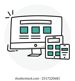 Responsive design Icon Design. Representing Mobile Optimization. User Experience. Website. Flexible Layout. Vector icon.