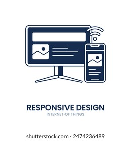 Responsive design icon. design, responsive, web, website, mobile, display, computer, technology, laptop, screen, monitor, device, modern, digital, page, illustration, phone. Vector icon illustration