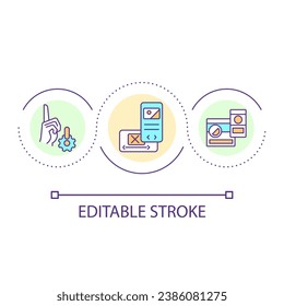 Responsive design importance loop concept icon. Web platform and page orientation. User interface abstract idea thin line illustration. Isolated outline drawing. Editable stroke. Arial font used