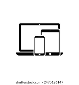 Responsive design in laptop, tablet and smartphone. Vector illustration