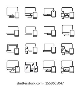 Responsive design line icons set. Stroke vector elements for trendy design. Simple pictograms for mobile concept and web apps. Vector line icons isolated on a white background. 