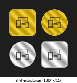 Responsive design for modern screens gold and silver metallic coin logo icon design