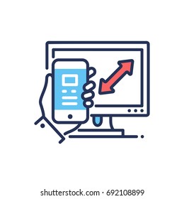 Responsive Design - modern vector line design icon.