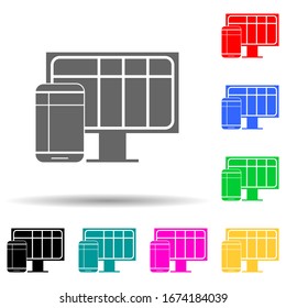 responsive design multi color style icon. Simple glyph, flat vector of web development icons for ui and ux, website or mobile application