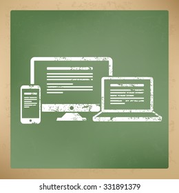 Responsive design on blackboard background,vector