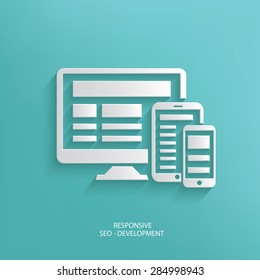 Responsive design on blue background,clean vector