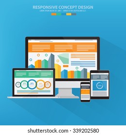 Responsive design on clean background,vector
