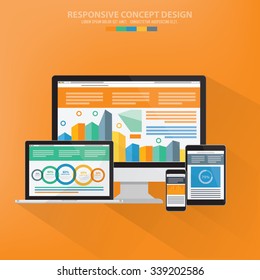 Responsive design on clean background,vector