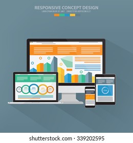 Responsive design on clean background,vector
