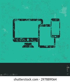 Responsive design on green background,grunge vector
