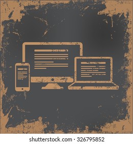 Responsive design on old paper background, vector