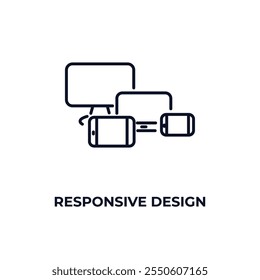 responsive design outline icon. Linear vector from computer concept. Thin line responsive design icon isolated on white background
