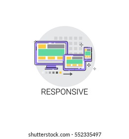 Responsive Design Phone Tablet Desktop Device Screen Icon Vector Illustration