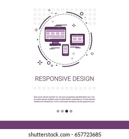 Responsive Design Phone Tablet Desktop Device Screen Banner With Copy Space Vector Illustration