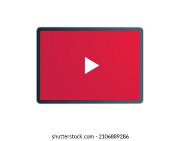 Responsive design play button and video interface on smart devices flat vector illustration.