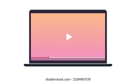 Responsive design play button and video interface on smart devices flat vector illustration.