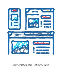 responsive design seo doodle icon sketch vector. responsive design seo sign. isolated symbol illustration